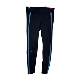 Under Armour Women Pants Athletic Workout Gym Leggings Piping Blue Black‎ Medium